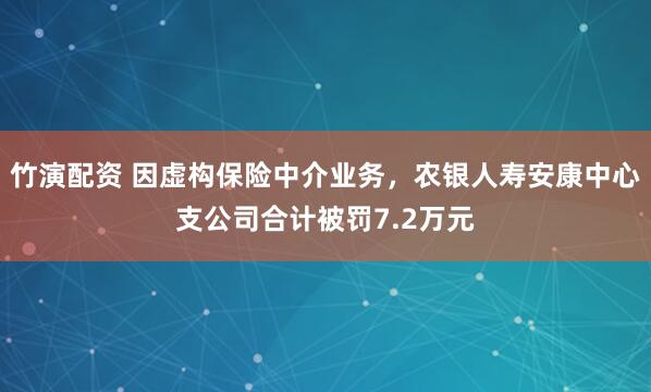 竹演配资 因虚构保险中介业务，农银人寿安康中心支公司合计被罚7.2万元