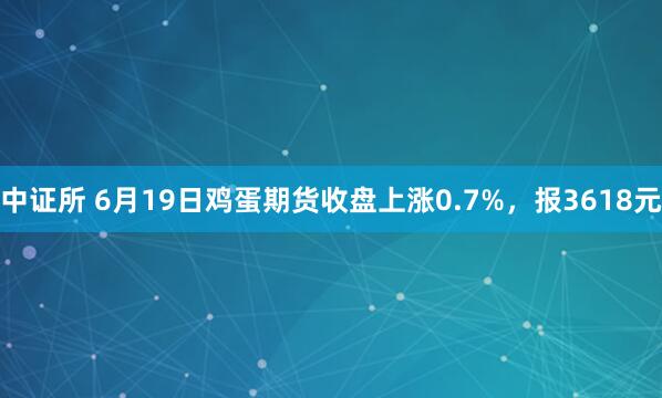 中证所 6月19日鸡蛋期货收盘上涨0.7%，报3618元
